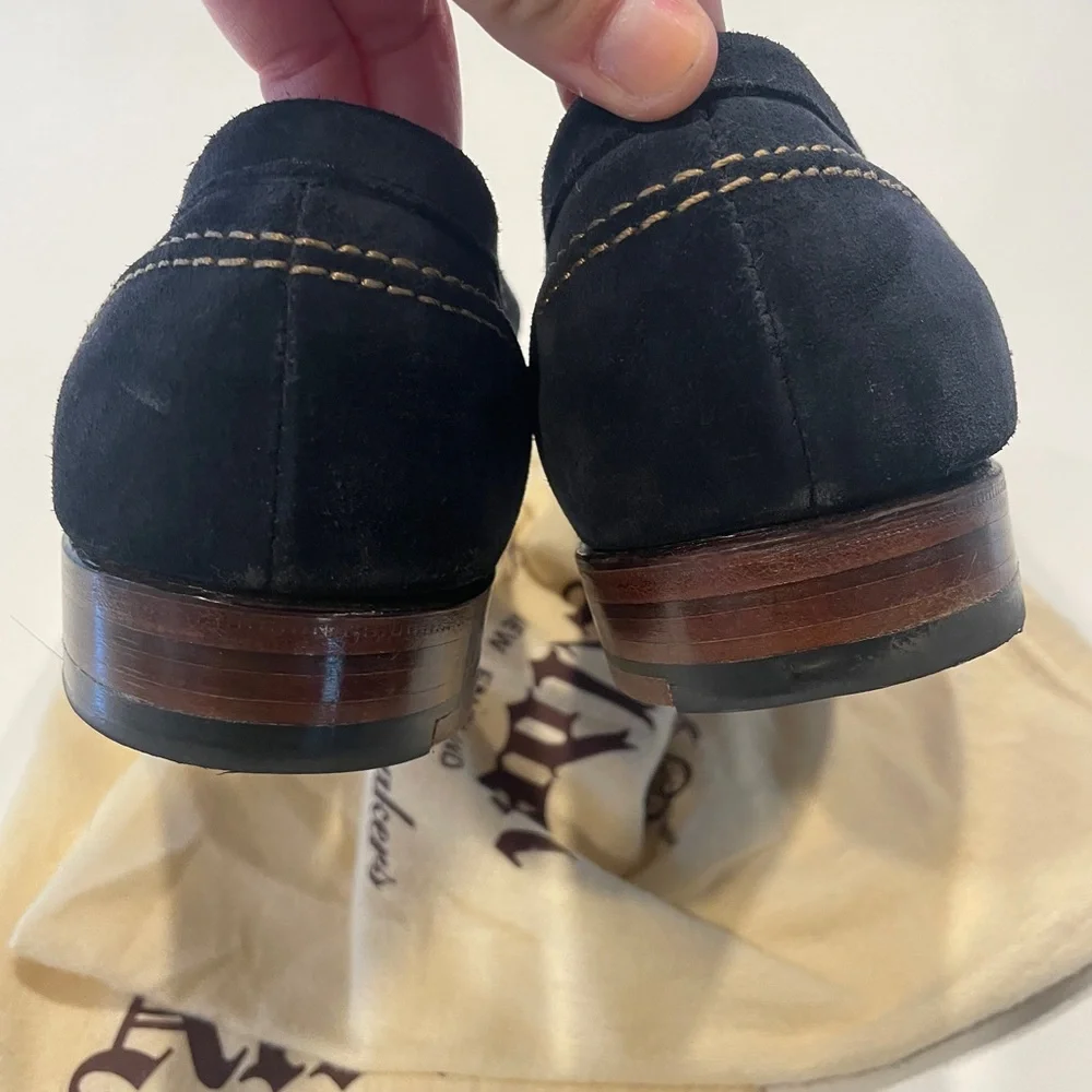 Alden Navy Suede Penny Loafers